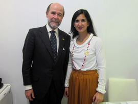 El SEDEF español, Pedro Argüelles, y la Viceministra de Defensa de Colombia, Yaneth Giha Tovar, en LAAD Defensa and Seguridad 2013.