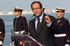 Jose Bono, ministro de Defensa, durante su alocución en el portaaviones Principe de Asturias