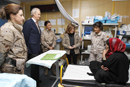 La vicepresidenta del Gobierno, Soraya Saénz de Santamaria, junto al ministro de Defensa, Pedro Morenés, visita el hospital ROLE-2