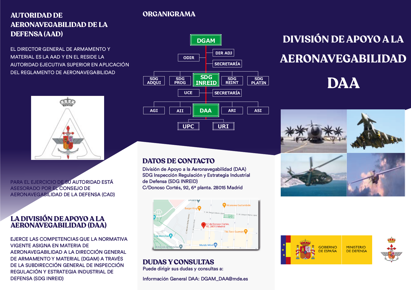 Triptico Autoridad De Aeronavegabilidad de la Defensa, Anverso